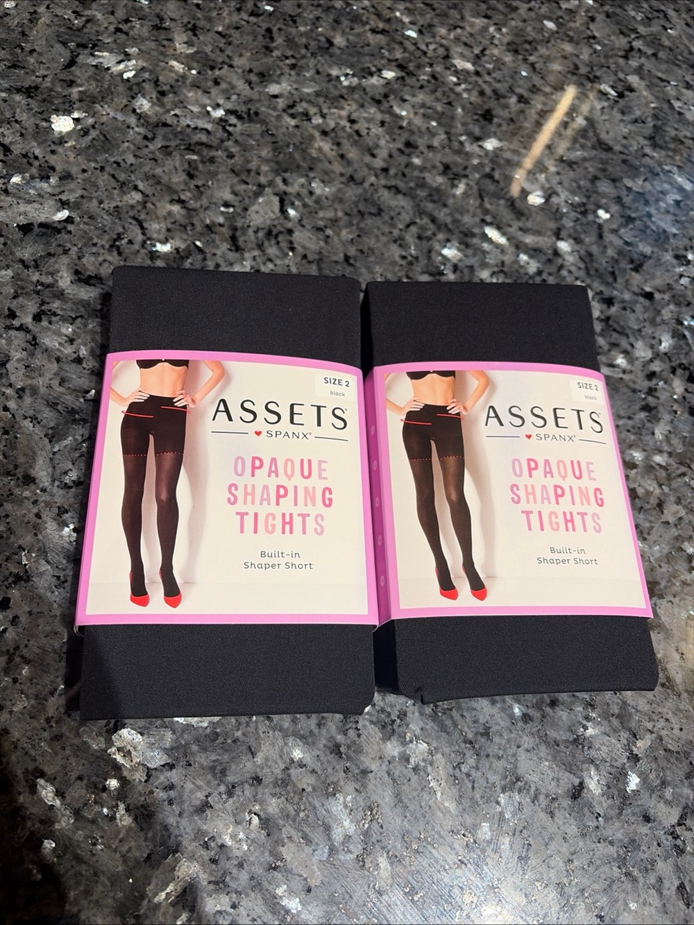 Lot Of 2 ASSETS by SPANX Women's High-Waist Shaping Tights Size 2 Black